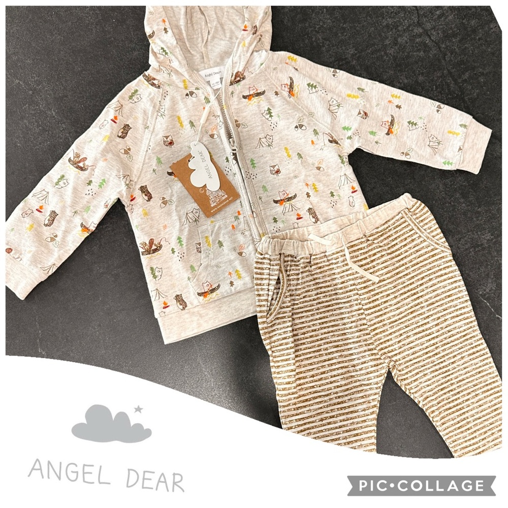 Angel Dear French Terry Zip Hoodie & Jogger Set! NWT 12-18 months